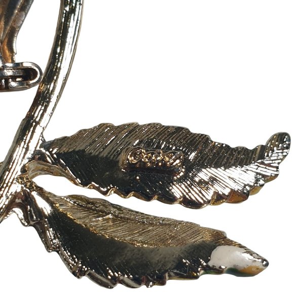 Coro Signed Floral Chrysanthemum Pin Brooch Rhinestone Vintage Designer Fashion - Picture 4 of 5